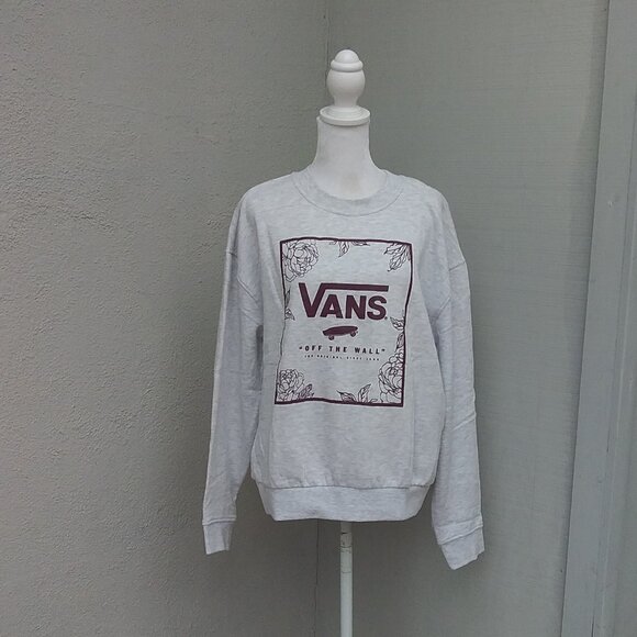 VANS Sweatshirt Unisex Med Gray Burgandy Crewneck Pullover Graphic California - Picture 3 of 5